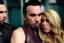 Placeholder: Jason David Frank short dark hair with hugging pretty blonde shorthaired sad girl crying, photo realistic, modern dark fantasy, penthouse