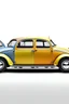 Placeholder: A Volkswagen beetle, front view and side view of front 4 different angle views. Bright colors High Resolution, light background.