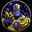 Placeholder: thanos showing off infinity gauntlet animated inside a medalion