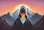 Placeholder: generate the app store logo of an app with an icon of a hooded-up person with a background of a mountain and sunset. Make it as though its an appstore logo