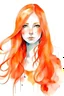 Placeholder: Watercolor long orange hair girl