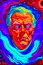 Placeholder: Busch painting style A big scary face covering his ears with both hands , A nightmare from light." Stars are holes in the fabric of reality, from which a blinding, painful light pours. Nebulae resemble phantasmagorical visions.