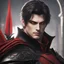 Placeholder: A headshot of a handsome, male villain in his late 20's, scar on one cheek, he radiates raw dark power, wearing red and black leather fantasy armor, intricately detailed, anime style, 8k resolution, medieval setting