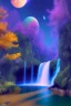 Placeholder: waterfall, planets, deep colors, land, floral, trees, cinematic lighting, octane render, ambiance, professional photo