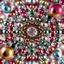 Placeholder: 3d Kaleidoscope recursive made of a metallic random color spheres turning many times likr Spirograph drawing Kaleidoscope Ruler Set creation