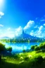 Placeholder: Wonderful and mythical city, landscape, greenery, blue sky, sun,