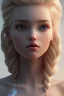 Placeholder: 20 year old girl, cute, beautiful, blonde hair, Elsa hair, blue eyes, big eyes, pale skin, blue dress, ice dress, long eyelashes, pink lipstick, thin lips, small nose, 8k resolution concept art portrait by Greg Rutkowski