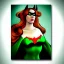 Placeholder: portrait of a beautiful busty batwoman with green eyes by Sandro Botticelli style