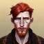 Placeholder: Portrait of Courtney Gains as a ruggedly handsome but joyful roguish pirate, charismatic, attractive male, masculine, perfect, precisely detailed, lightly freckled face, meticulously detailed multi-hued ginger carrot colored cherry fire red hair; Malachai of the corn; fantasy, intricate, elegant, highly detailed, digital painting, artstation, concept art, matte, sharp focus, illustration, art by artgerm and greg rutkowski and alphonse mucha