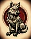 Placeholder: Vintage cartoon wolf drawing, stylized , trAditional americana old school tattoo designed