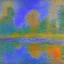 Placeholder: Monet Style Neon Blue and Purple winter with orange reflections