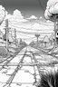 Placeholder: Outline art, no shading, machine on the road, cartoon style, black and white, low detail, --ar 9:11