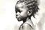 Placeholder: side viewdeep powerful evocative african portraits little girl smiling plaited hair abstract painting,JEREMY MANN ,charcoal pencil strokedcross hatch technique minimalist illustration