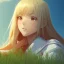 Placeholder: Anime art,anime key visual of elegant young female,long blonde hair and large eyes,finely detailed perfect face,laying down in the grass at sunset,golden hour sunset lighting,background blur bokeh!!,trending on pixiv fanbox,studio ghibli,extremely high quality artwork