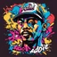 Placeholder: Vector t shirt art ready to print COLOrFUL graffiti illustration of A man Indonesia and a basecap with text "addie" On cap