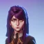 Placeholder: Portrait of a pretty 10 year old warlock girl with brown hair with bangs and blue eyes