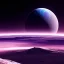 Placeholder: Alien spacevehicle over a crater, purple sky