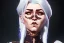 Placeholder: portrait fantasy mechanical woman pearl white hair