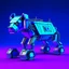 Placeholder: Doctor Who K-9 Robot Dog on wheels, Vaporwave design, metalic, blocky dog, Virtual, 8bit.