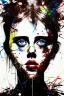 Placeholder: Danish singer MØ face, Abstract portrait by Yoji Shinkawa, Jackson Pollock