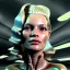 Placeholder: Ultra Realistic retro sci-fi, Supermarket parking scene, 1960 year, blonde woman, sweet young Kate moss face, x rays eyes, face makeup, tight latex coat; many panic people, Retro sci-fi style, soft color, highly detailed, unreal engine 5, ray tracing, RTX, lumen lighting, ultra detail, volumetric lighting, 3d, finely drawn, high definition, high resolution.