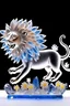 Placeholder: Leão de vidro voando sobre flores de cristal