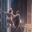 Placeholder: a man pushing a woman over a balcony, downtown new york, dramatic, dramatic lighting, volumetric lighting, hyperrealism, 8k, high quality, photorealistic, lot of details