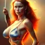 Placeholder: Epic full body portrait of busty atletic young beautiful Red Sonja Boris Vallejo styles