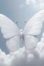 Placeholder: fiction white butterfly wings with white clouds background