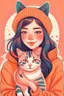 Placeholder: cozy vibes art girl with cat
