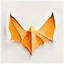 Placeholder: orange manta ray, made of paper, simple, paper texture, white background, long tail, round