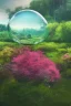 Placeholder: A translucent glasslobe floating in the middle, with photo-realistic forest, field, sea, flowers, birds and animals in the background Nikon D850 highly detailed digital painting sharp focus elegant 4k very attractive dynamic lighting award winning fantastic view 4K 3D crisp quality Unreal Engine