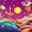 Placeholder: surreal, fantasy world of candy galaxy, space ships