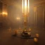 Placeholder: Camelot room, dark, lonely king, candle light, 16k quality, hyper realistic, 3d render, dramatic lighting, octane render, volumetric lighting