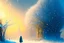 Placeholder: A beautiful winter scene, haze in the air, extremely detailed oil painting vibrant colors in blues and golds, photorealistic, HDR, styles by Micaal Karcz, Victo Ngai and Gregorio Catarino