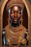 Placeholder: african portrait in rusted clocks, rust, scaffolding, perfect face, high detail