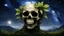 Placeholder: (masterpiece, best quality:1.1), (leafart, leaf:1.2), (skull:1.1), teeth, no humans, sharp teeth, horror \(theme\), outdoors, dryad, night, starry sky