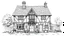 Placeholder: A front elevation line drawing of a fantasy mediaeval ramshackle house.