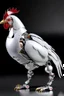 Placeholder: A robotic chiken with an Apple logo called “iBots”, suggesting it’s made from an Apple product’s casing. Its glossy white and silver limbs are mechanically jointed, reflecting a scarabet’s anatomy. The design is a creative fusion of technology and organic form, compactly labeled “ibots.” Hyper detailled, hyper realistic, 4K, sharp render