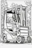 Placeholder: coloring page for kids, FORKLIFT, thick outline, low details, no shading, no color