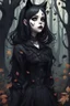 Placeholder: CAT GIRL, goth, SOULLESS, forest, nature, cartoon, leaves