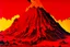 Placeholder: A red volcano with brimstone crystals painted by Andy Warhol