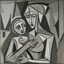 Placeholder: piccasso cubism gray woman and child