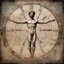 Placeholder: double exposure abstract art, Michelangelo's Vitruvian man and clock face hybrid, arms and legs are surreal clock hands pointing to roman numerals, by Arthur Secunda, cog and gear elements, masterpiece, sfumato, complex contrast