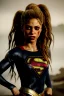 Placeholder: portrait, Shakira, make-up, angry, Realistic image, superhero, retro style, supergirl, blood, sweat, fog, goddess. Black background, photo studio, concept art, smooth, unreal engine 5, god lights, ray tracing, RTX, lumen lighting, ultra detail, volumetric lighting, 3d, finely drawn, high definition, 4k.