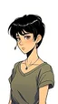 Placeholder: Relaxed and Stylish Anime 90s , short black hair