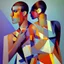 Placeholder: a painting of a man and a woman, a cubist painting by Keith Mallett, cg society, figurative art, cubism, fauvism, art