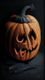 Placeholder: pencil drawing of a pumpkin. Spooky, scary, halloween, colored pencils, realistic, black paper