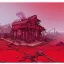 Placeholder:  line Art coloured, destroyed, post apocalyptic, darkred tones,