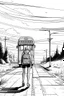 Placeholder: Outline art, no shading, bus full body on the road, cartoon style, black and white, low detail, --ar 9:11
